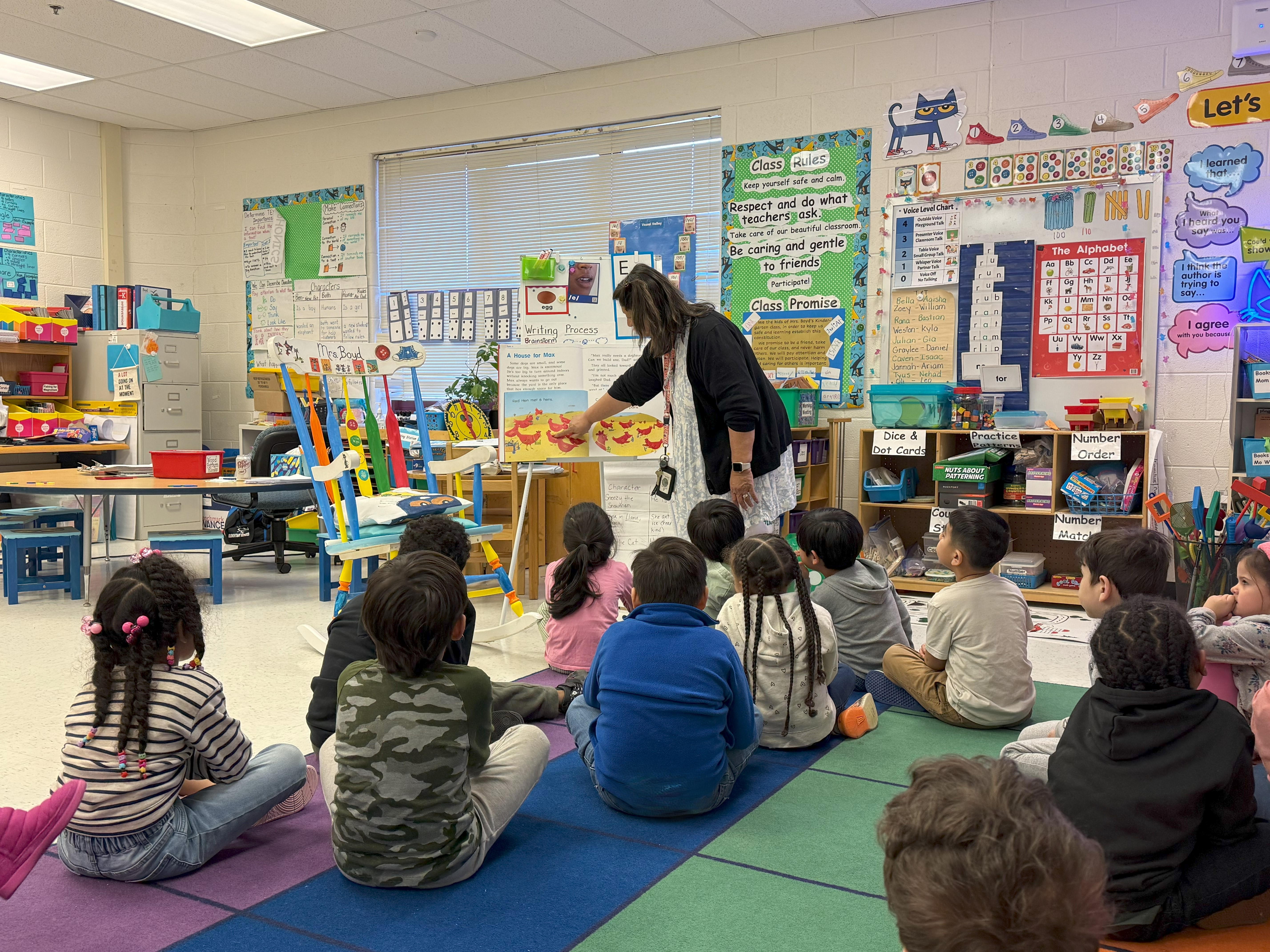 kindergarteners engaging in a shared reading activity