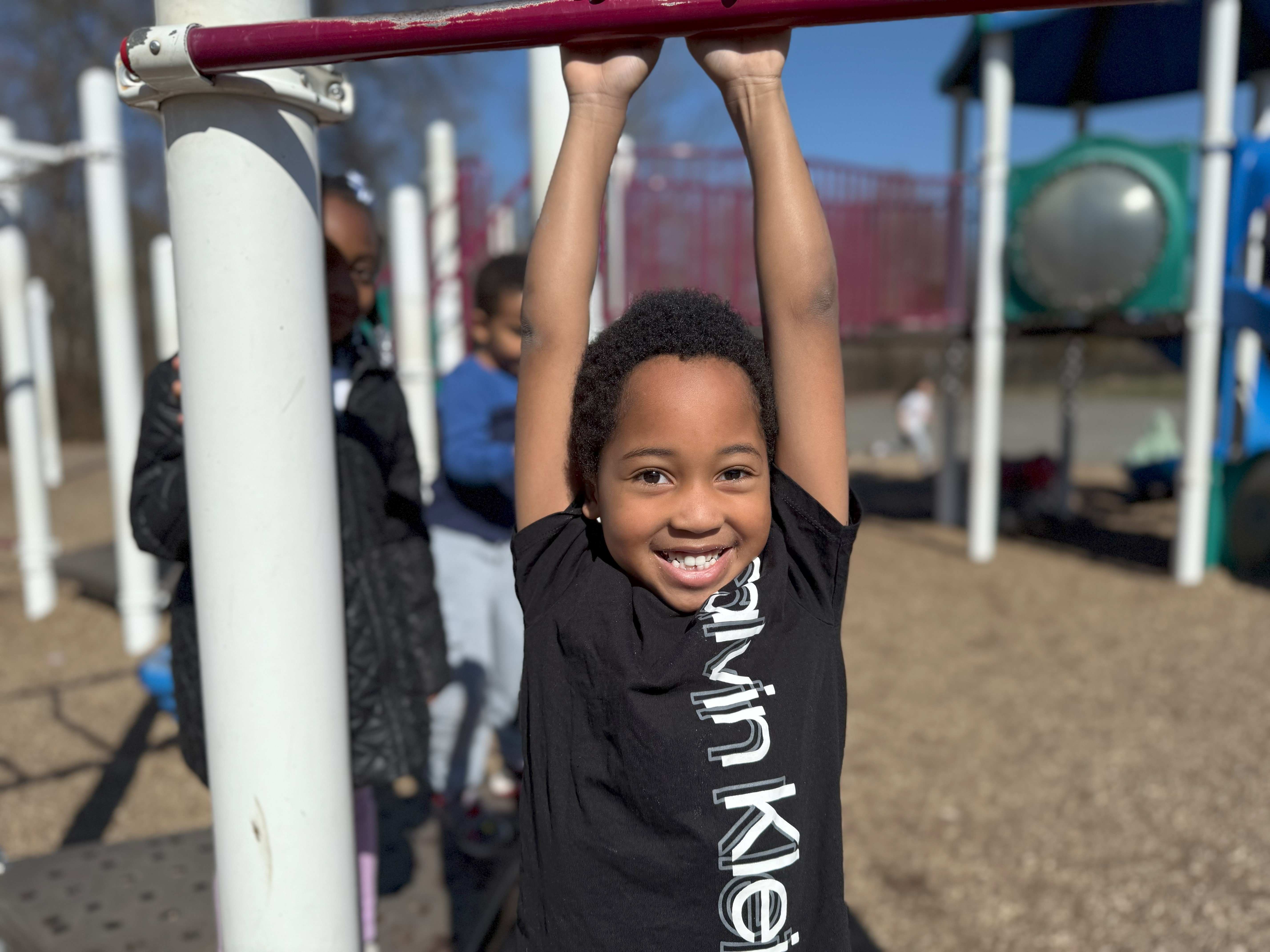 a student playing on the playground